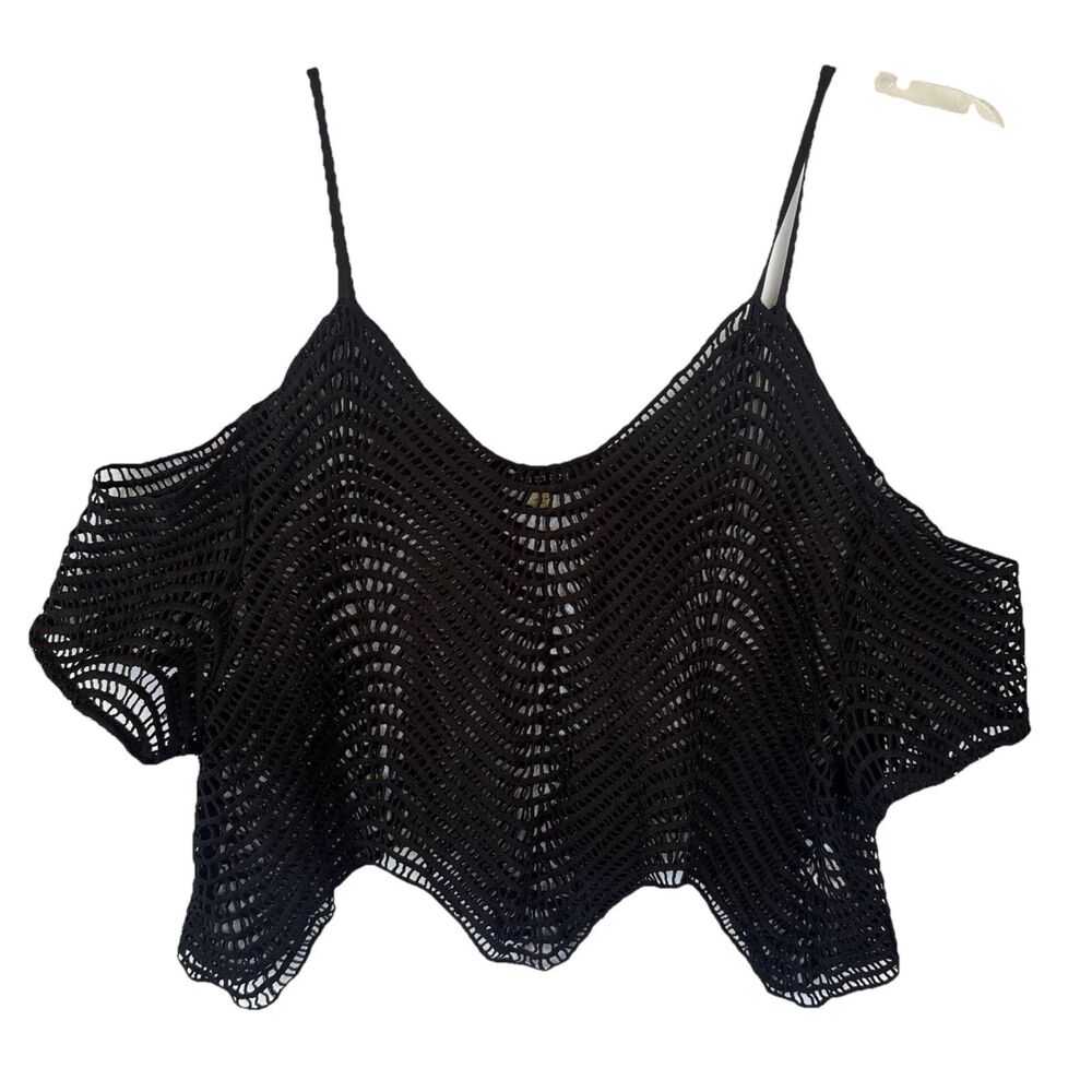 Anthropologie X Lulumari Women's crotchet Knit Crop Swim Cover Up Top Size L - Picture 13 of 14
